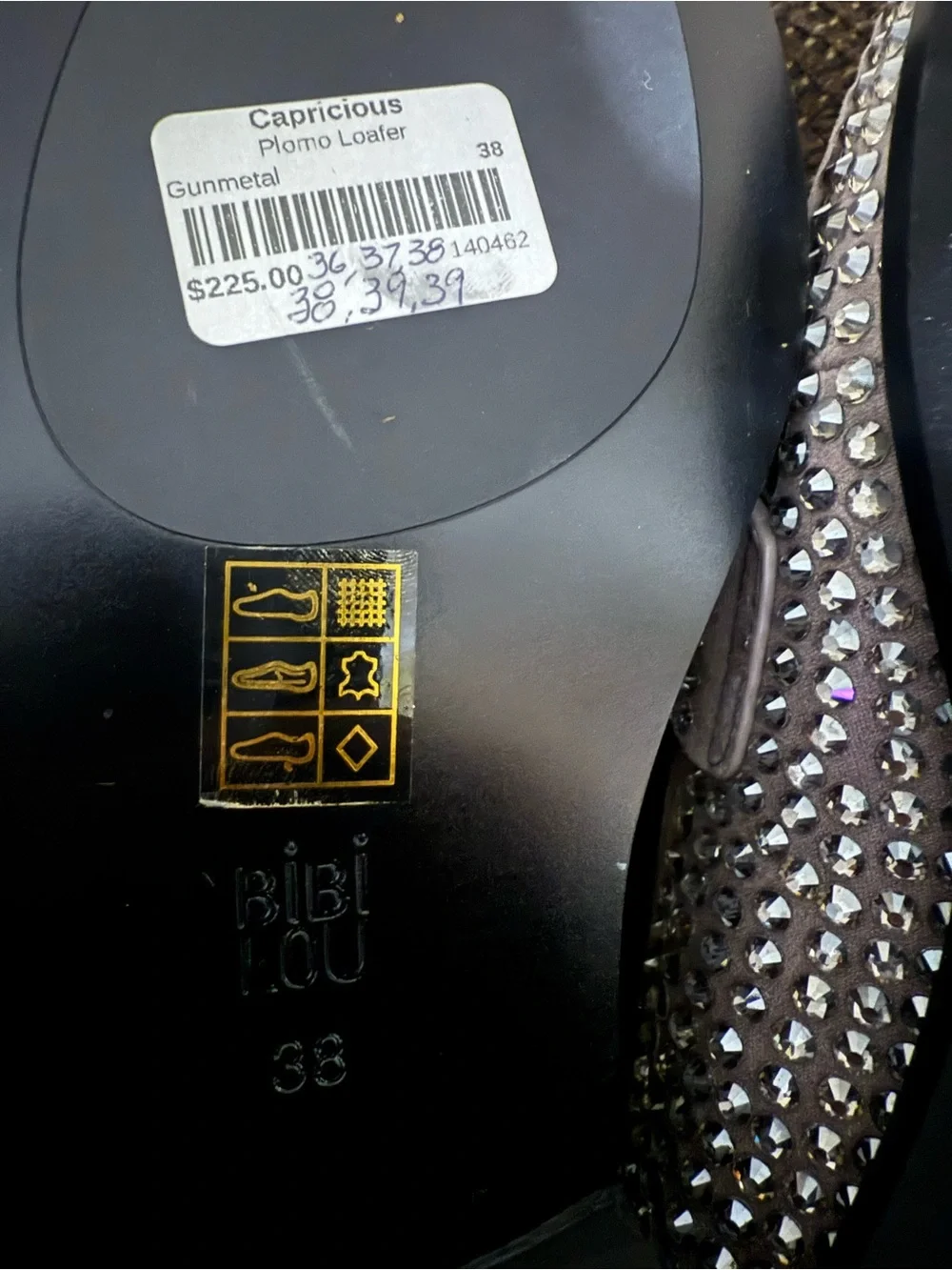 Crystal-Embellished Gray Loafers for Women